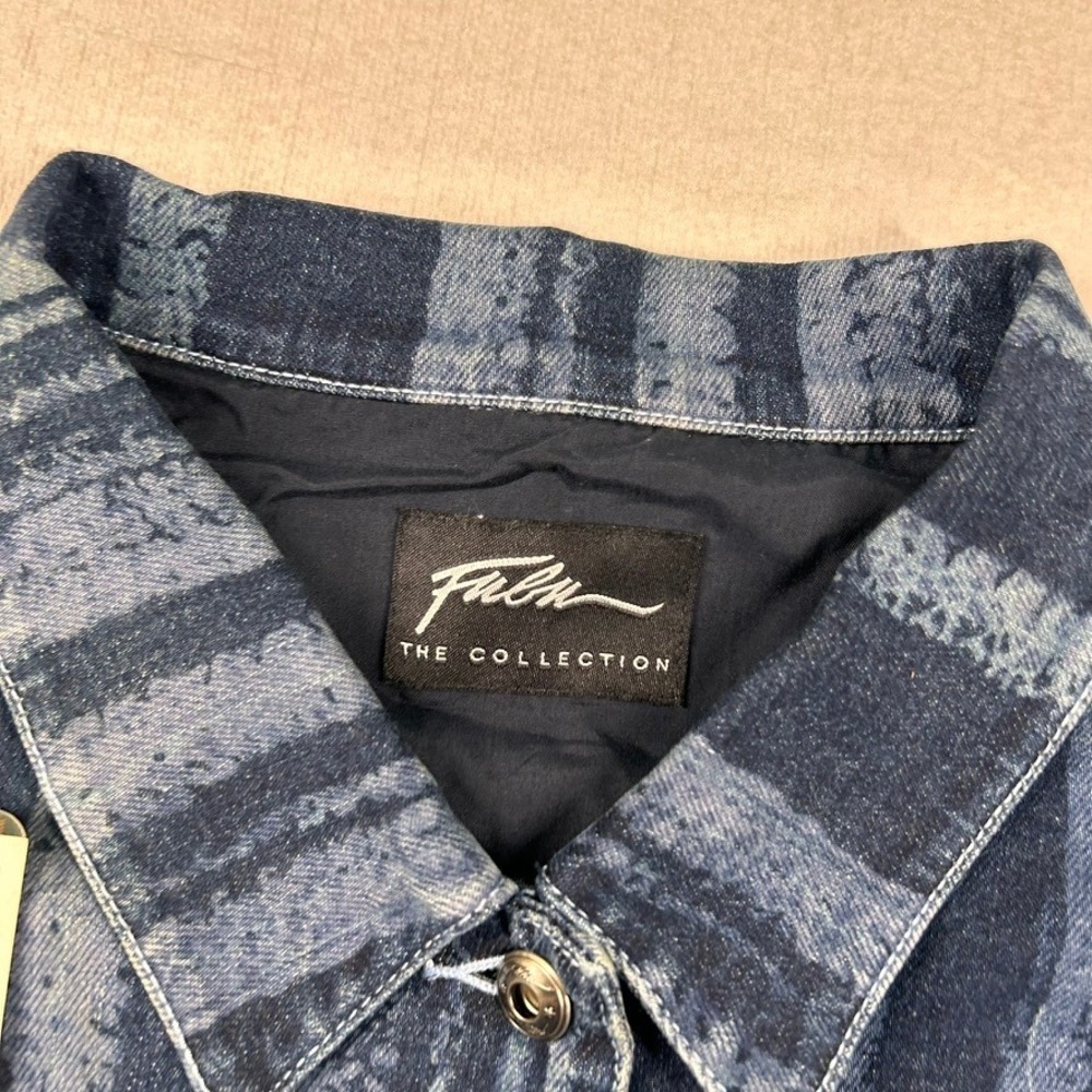 Vintage FUBU The Collection Denim Jacket Womens 3X Striped Y2K Hip Hop Hong Kong - Picture 3 of 14